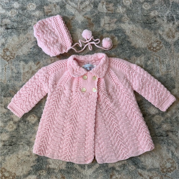 1950s-60s baby girl’s The May Co. Cleveland jacket & bonnet set 12-18mos